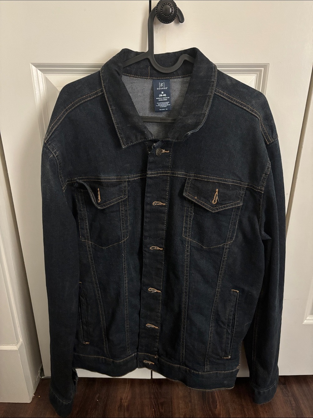 George Black Denim Jacket with Contrast Stitching